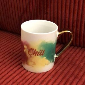 Strawberry Street CHILL Mug Metallic Ceramic Gold logos and handle